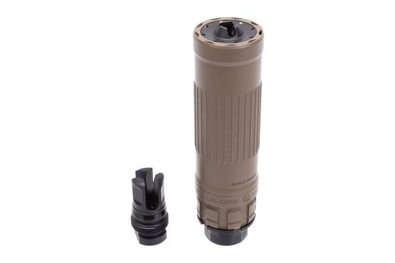 Dead Air Lazarus 6mm Suppressor with FDE finish and QD muzzle device